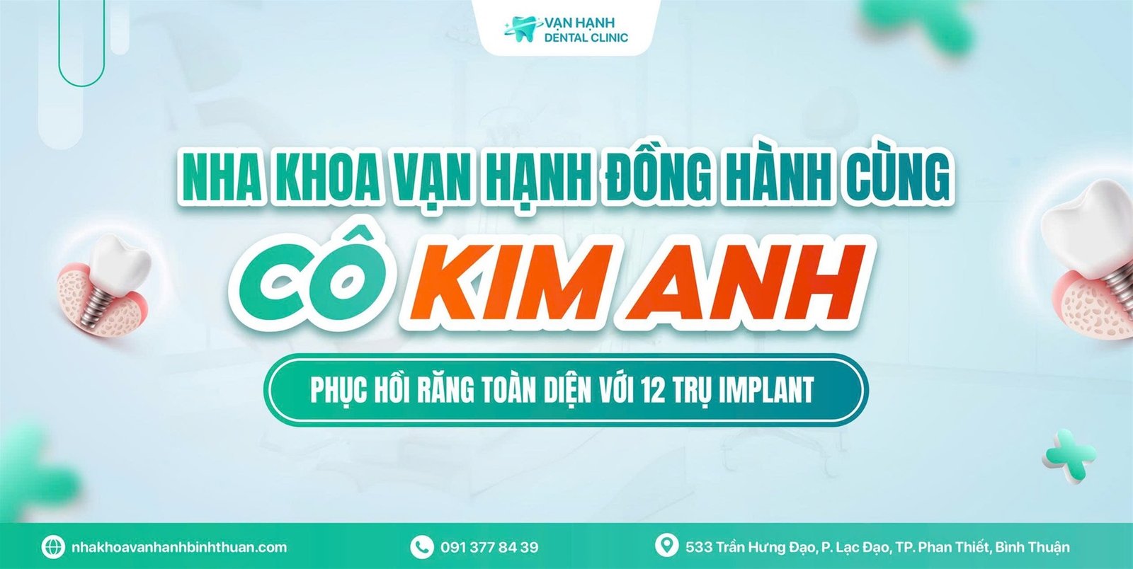 NHA KHOA VẠN HẠNH - ĐỒNG HÀNH CÙNG CÔ KIM ANH PHỤC HỒI RĂNG TOÀN DIỆN VỚI 12 TRỤ IMPLANT