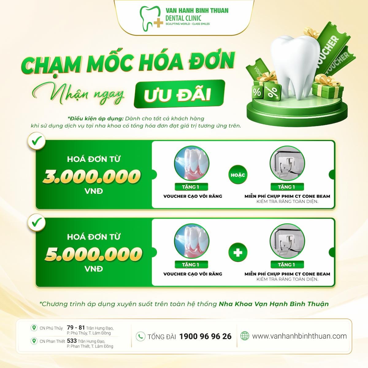 CHẠM MỐC HÓA ĐƠN – NHẬN NGAY ƯU ĐÃI CHĂM SÓC RĂNG MIỆNG